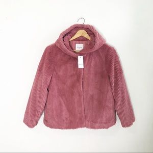 NWT Elodie Girl’s Blush Pink Fuzzy Hooded Jacket